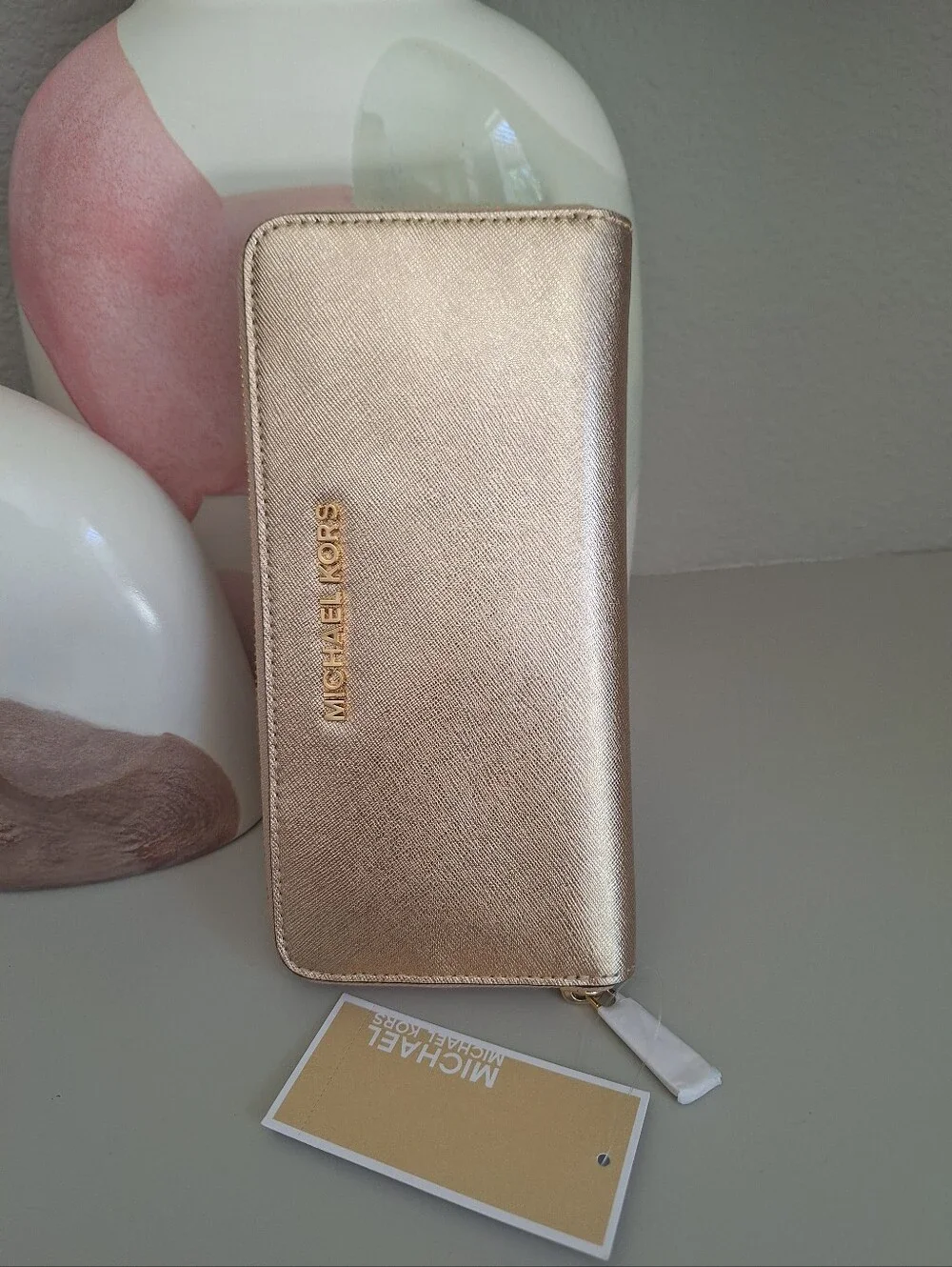 NWT Michael Kors Jet Set Large Travel Continental Zip Around Wallet Leather